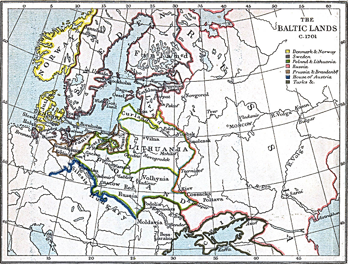 Map of the Baltic Lands 1701