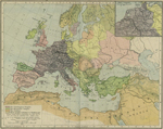 Map of the Carolingian and Byzantine Empires and the Califate about 814. Inset: Northern Austrasia about 814.