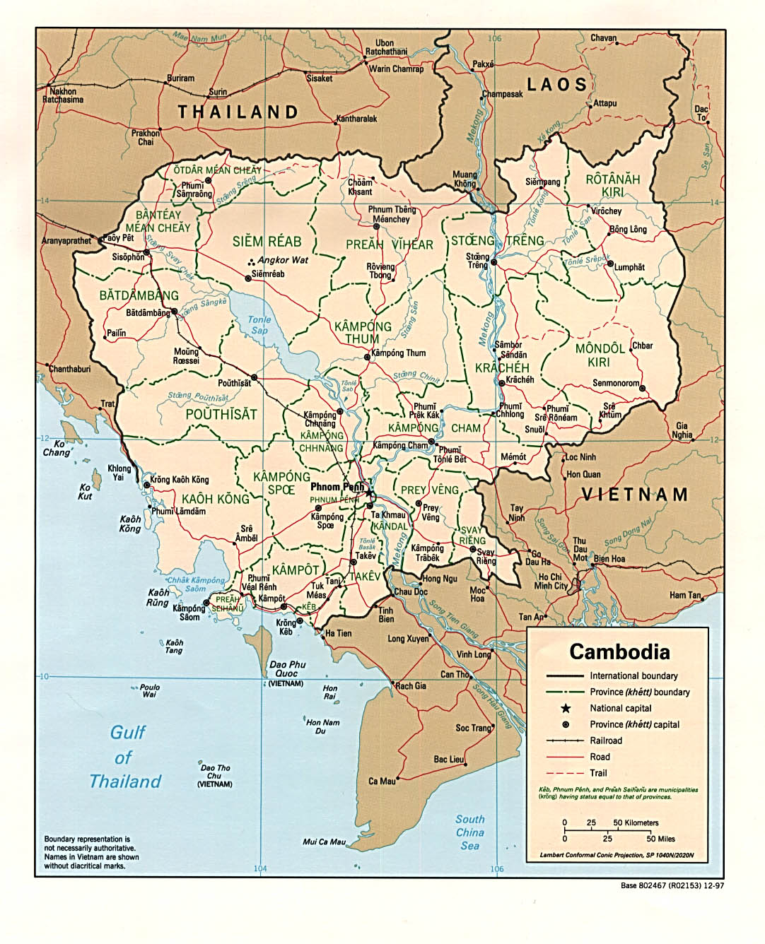 Political map of Cambodia, 1997
