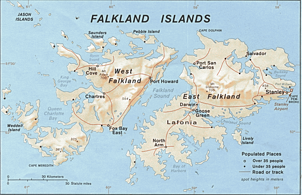 Map of the Falkland Islands 1982