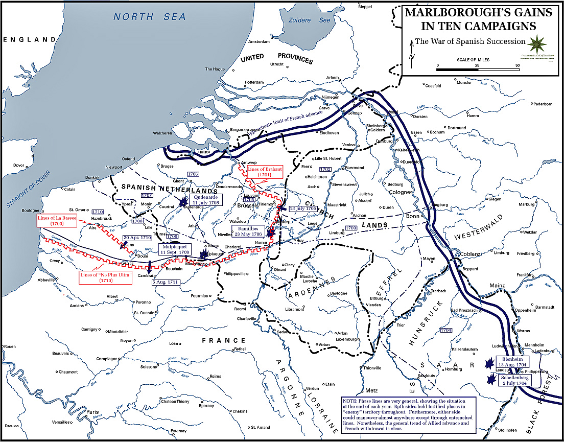 Map of Marlborough's Campaigns 1701-1711