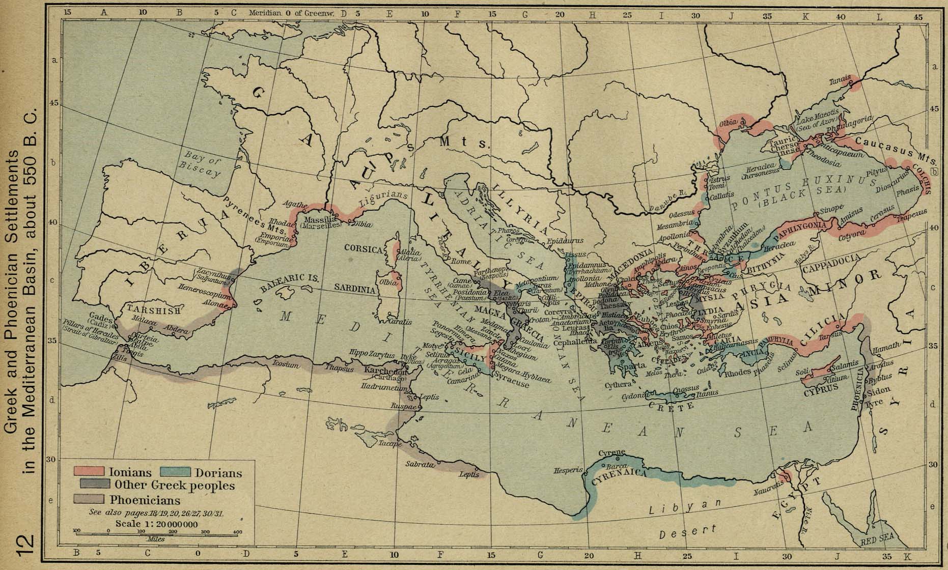 Map of the Mediterranean Sea 550 BC