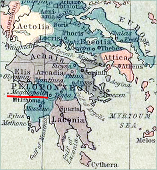 Map Location Megalopolis, Arcadia, Greece