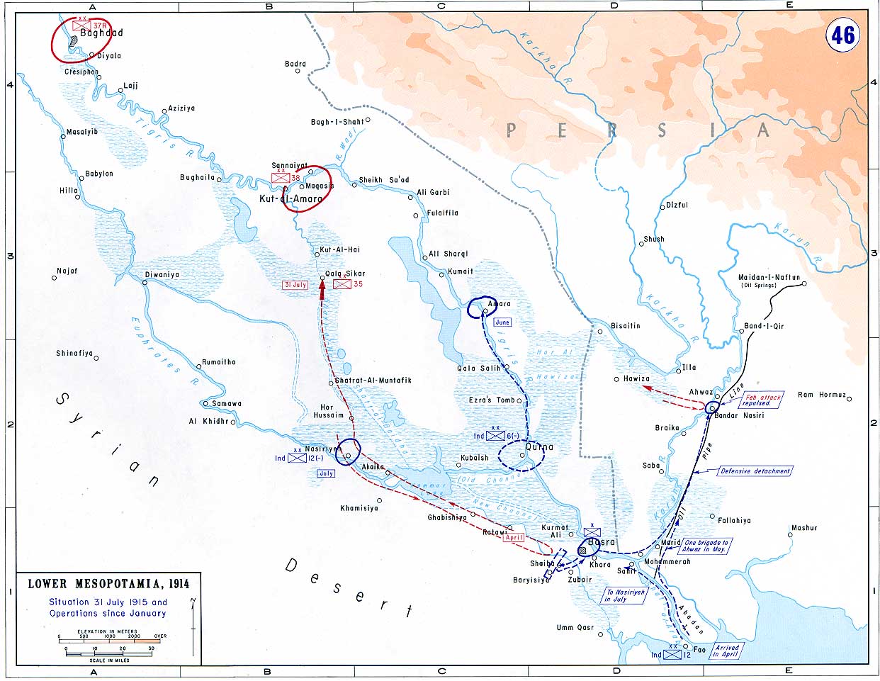 Map of Mesopotamia January-July 1915