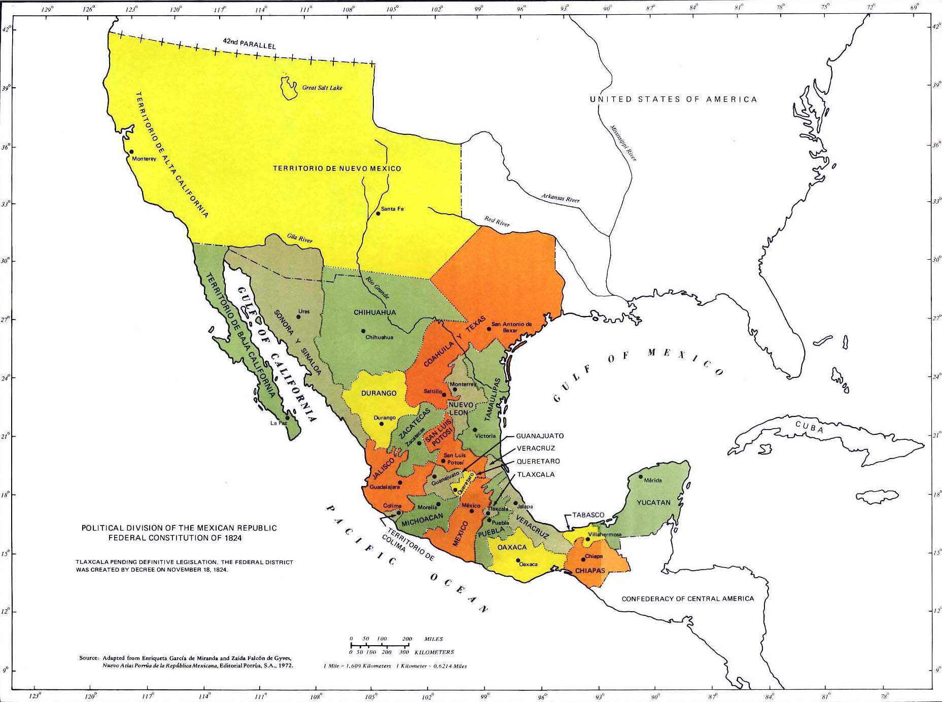 Map Of Mexico 1824