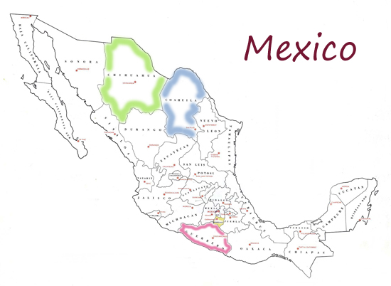 MAP OF MEXICO - STATES AND CAPITALS