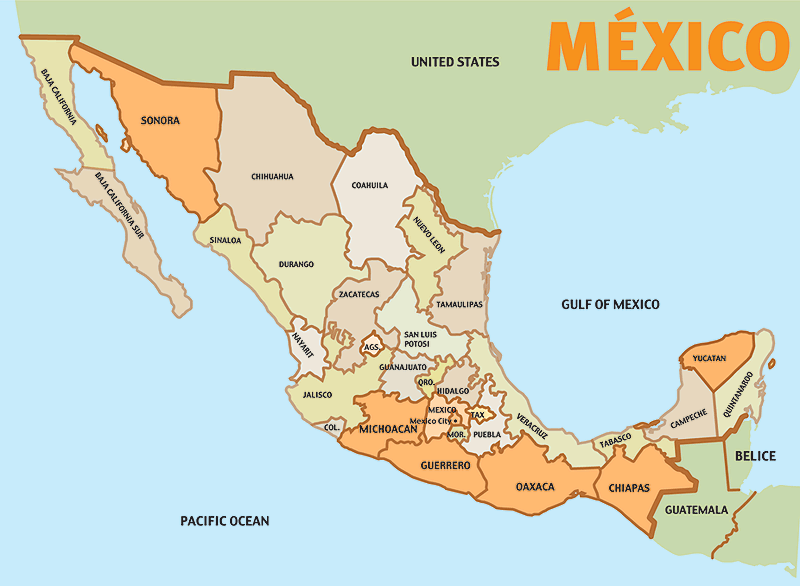 Map Of Mexico The Mexican States 2008