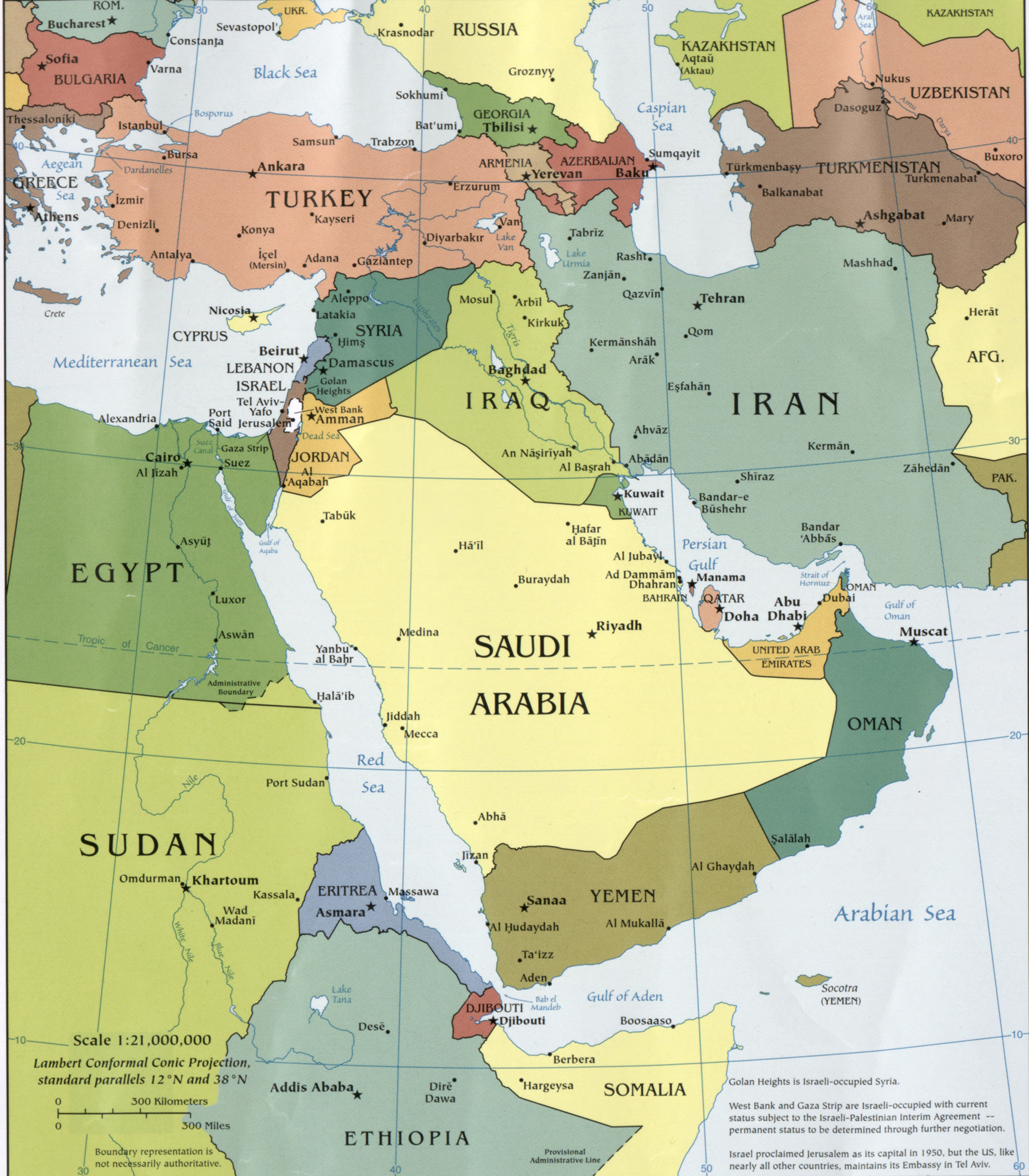 Map of the Middle East 2010