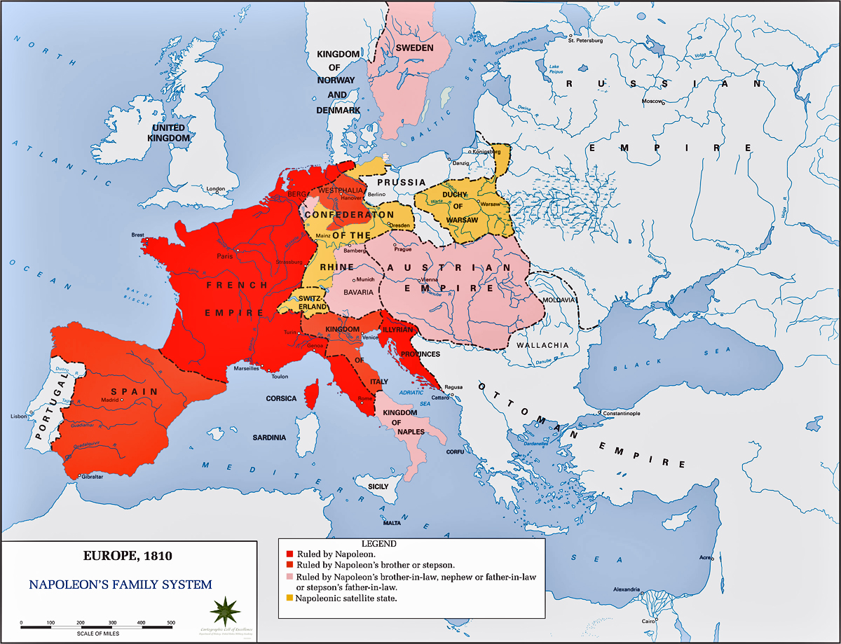 napoleon bonaparte karta Map of Europe 1810: Napoleon's Power napoleon bonaparte karta