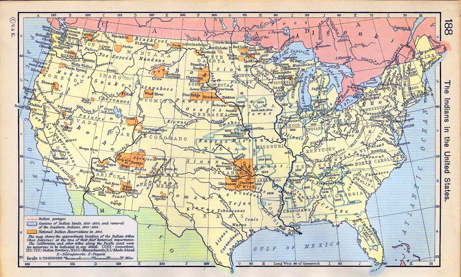 Map of the United States Native Americans until 1911