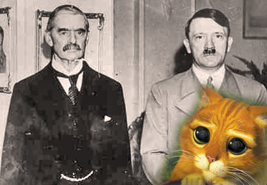 Photo of Neville Chamberlain and Adolf Hitler in 1938