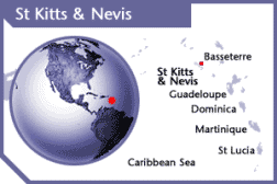 Map of St Kitts & Nevis, Alexander Hamilton's birth place