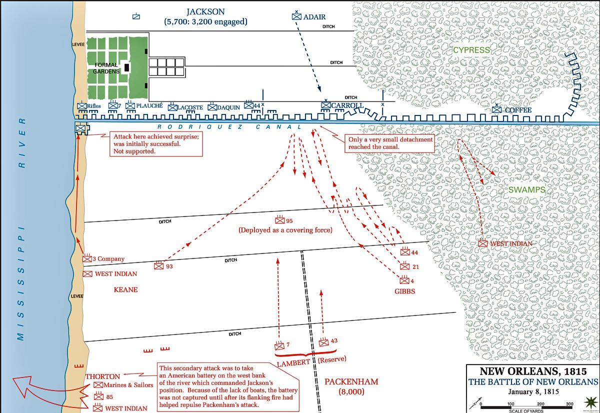 Map of the Battle of New Orleans - January 8, 1815