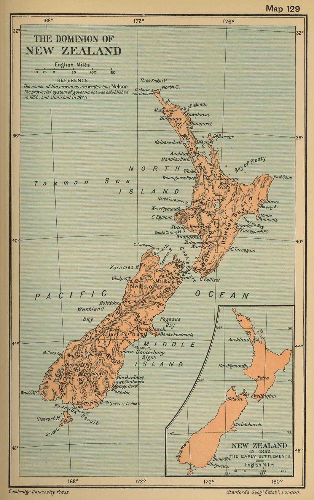 Map of New Zealand since 1852