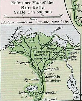 Map of the Nile Delta about 1450 B.C.