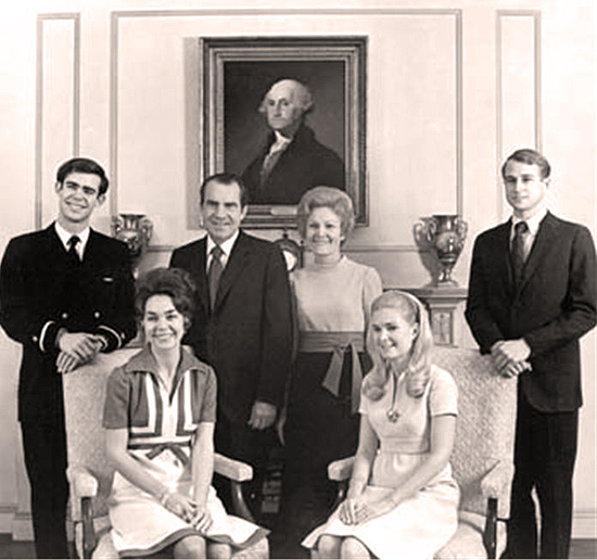 The Nixons - David and Julie Eisenhower, President and Mrs. Nixon, Tricia and Ed Cox