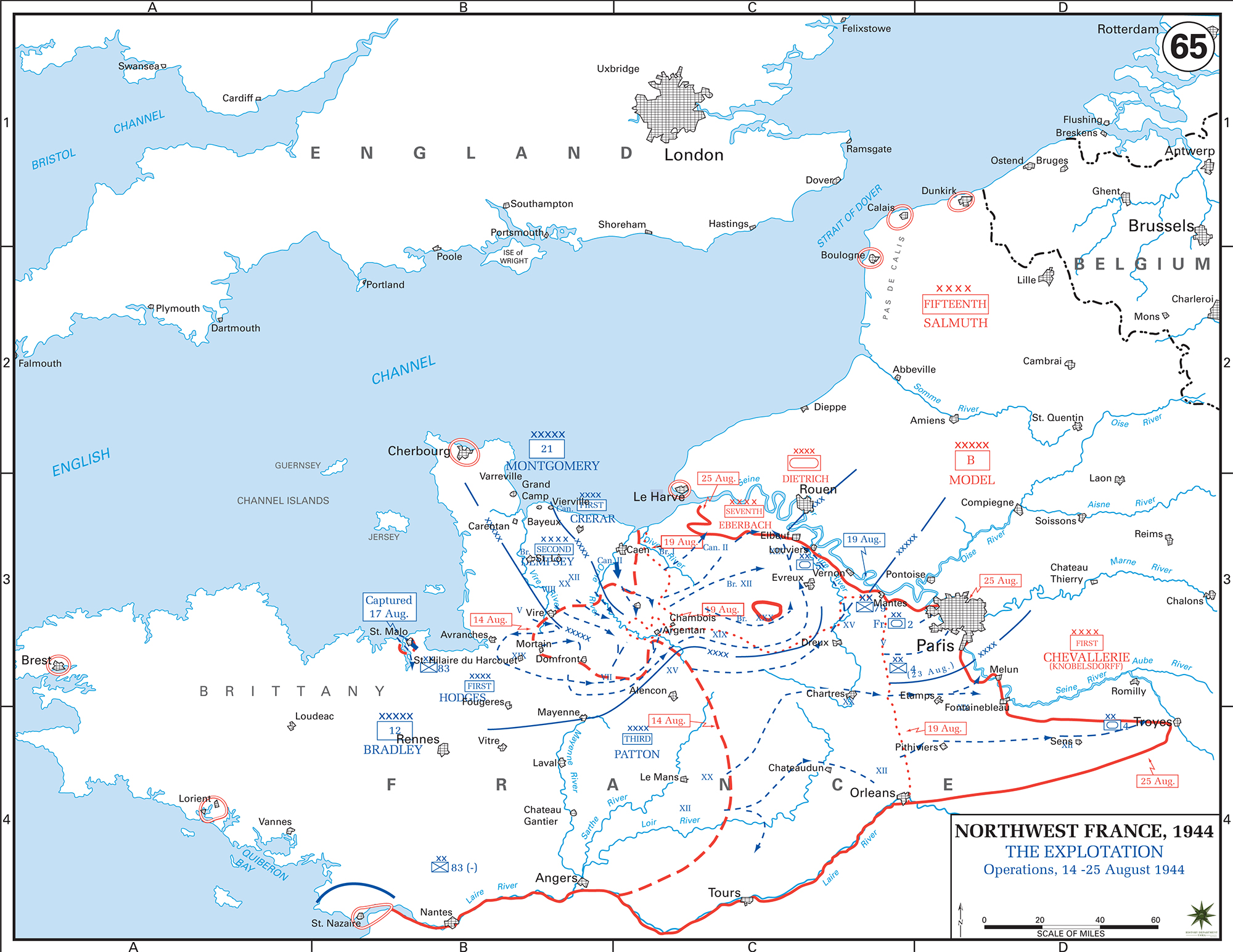 Map Of WWII Normandy August 14 25 1944