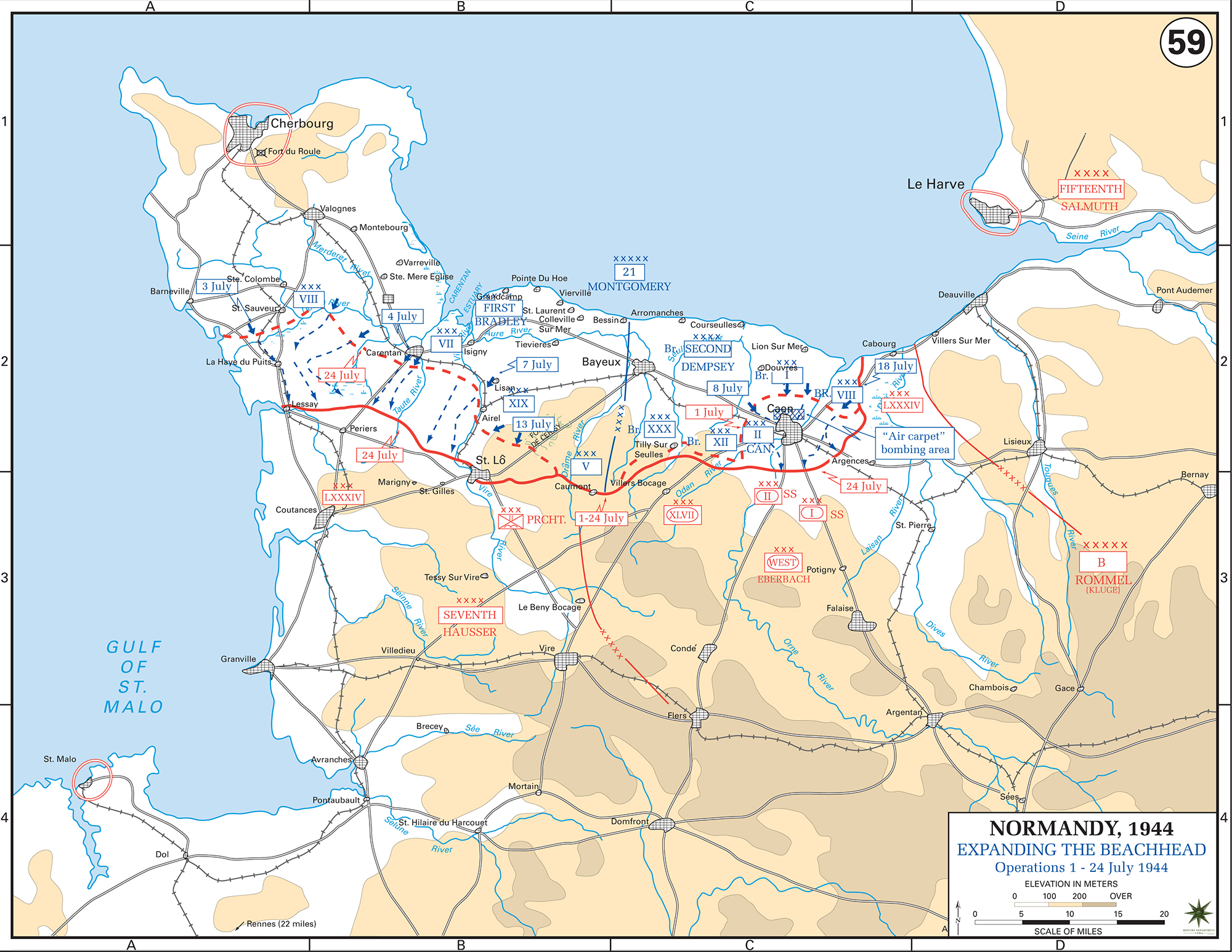 Resultado de imagen de Normandy 20 july 1944 map