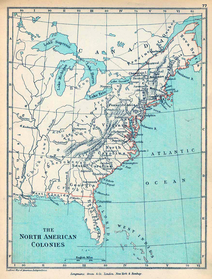 Map Of The North American Colonies