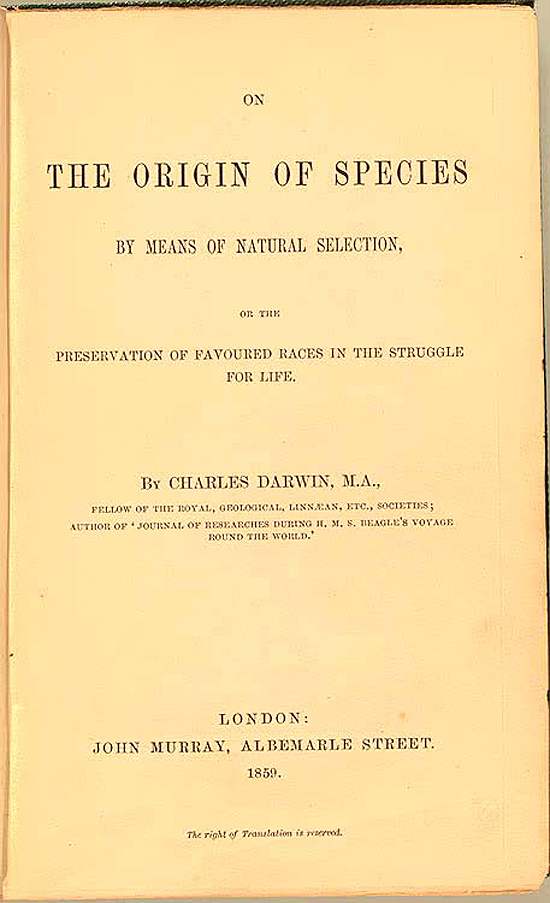 The Origin of Species by Charles Darwin - London 1859