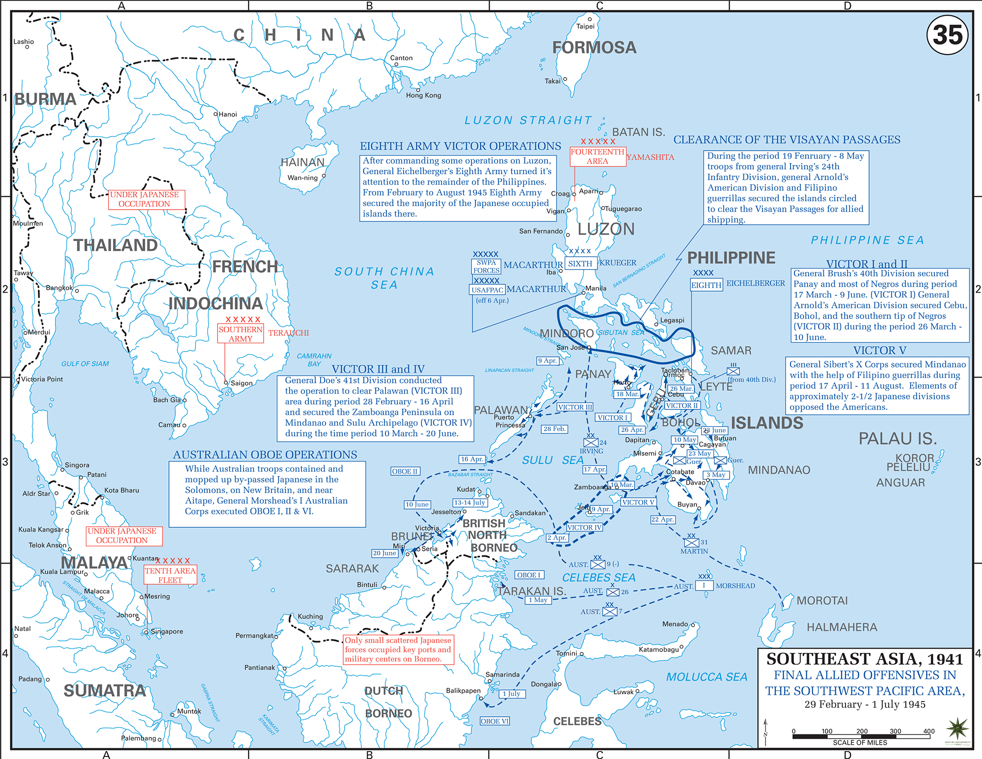 Map Of Wwii Southwest Pacific 1945