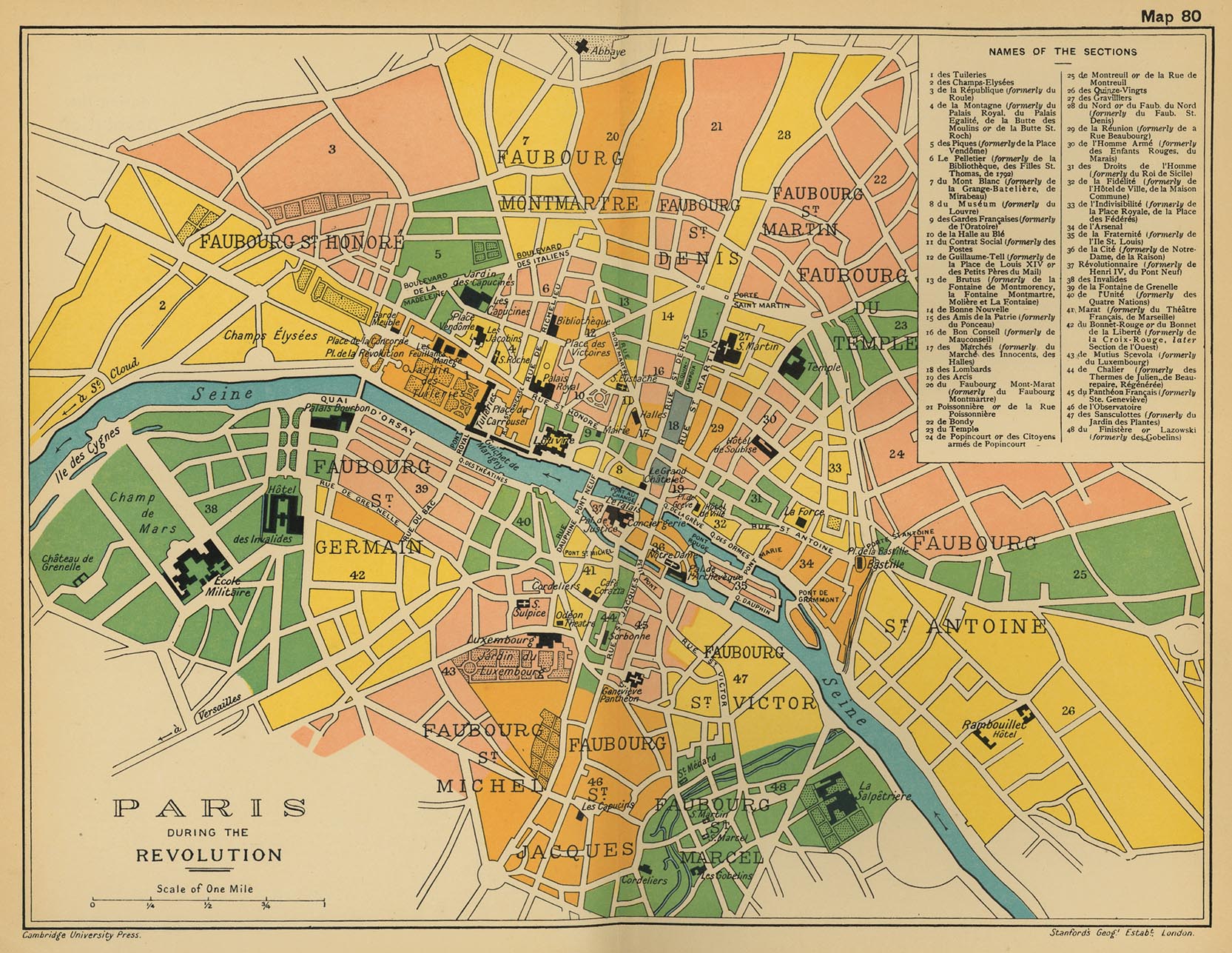 Map of Paris during the Revolution