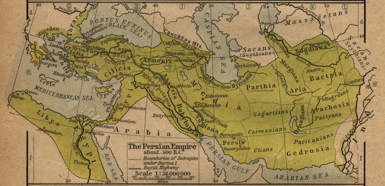 Map of the Persian Empire 500 BC