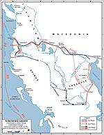 Map of the Moves to Pharsalus - 48 BC