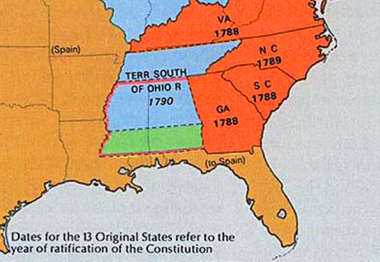 The green bit on this map is the territory to which Spain abandoned its claims in favor of the U.S. with the Pinckney Treaty 1795