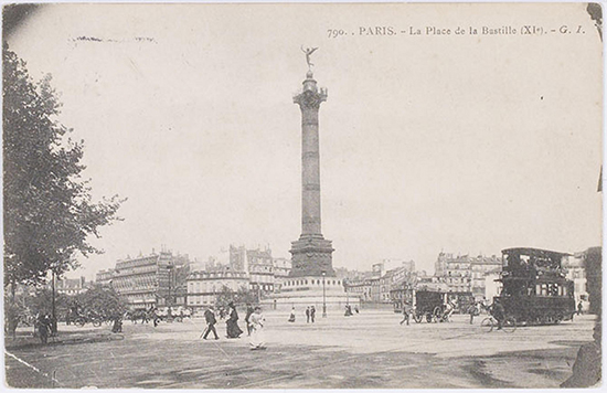 Postcard from 1906-1924: Paris - La Place de la Bastille