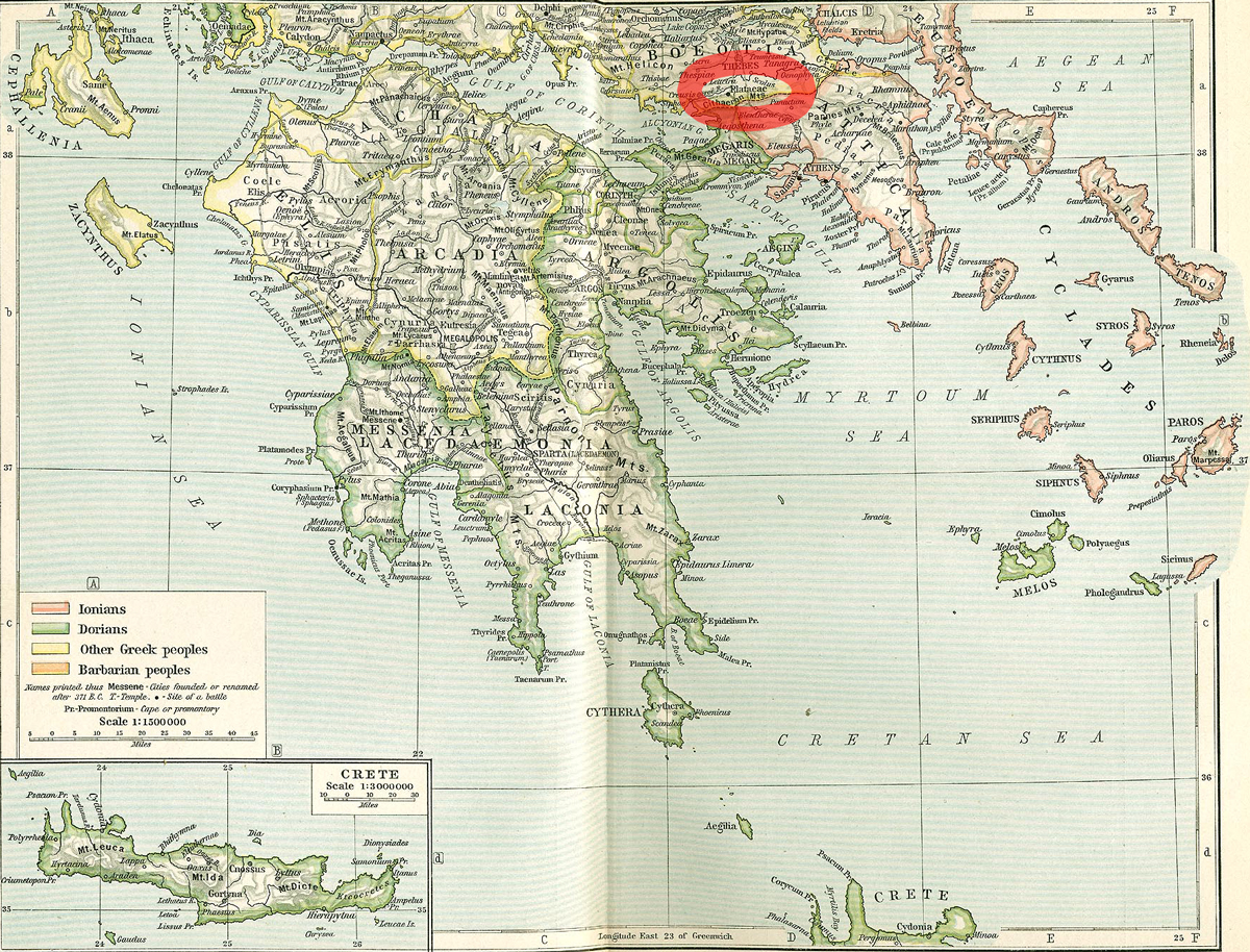 Map location of Plataea, Boeotia, Ancient Greece