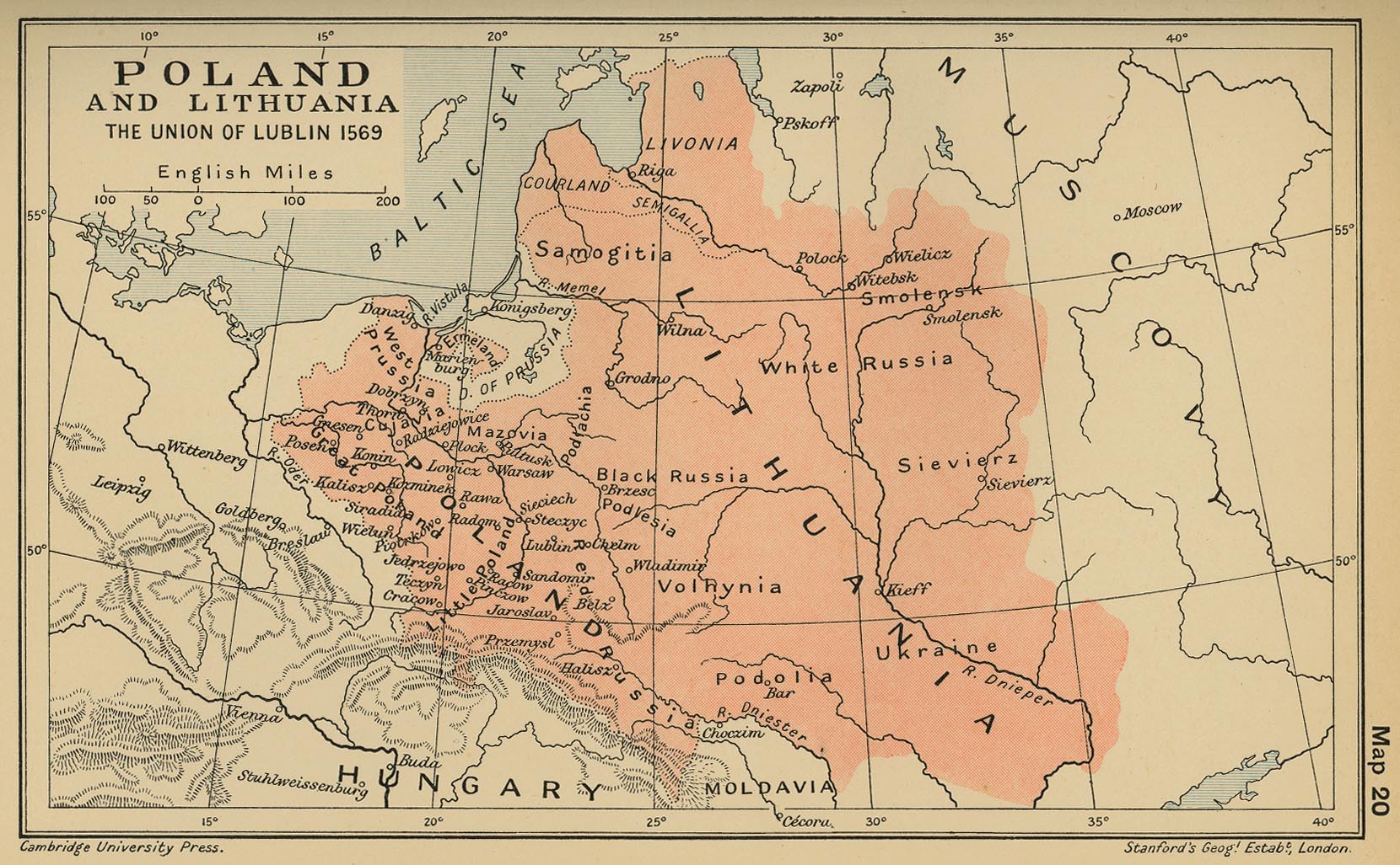 Map of Poland and Lithuania 1569