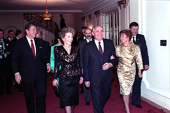 Ronald and Nancy Reagan, Mikhail and Raisa Gorbachev