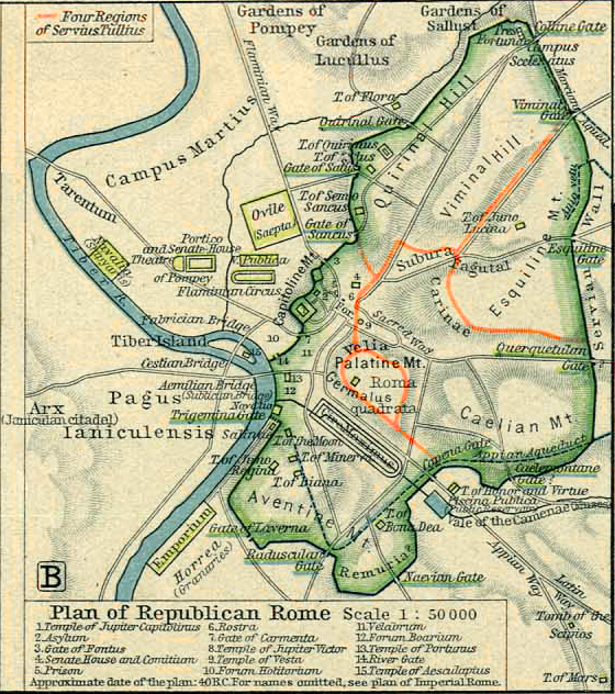 Map of Republican Rome 40 BC