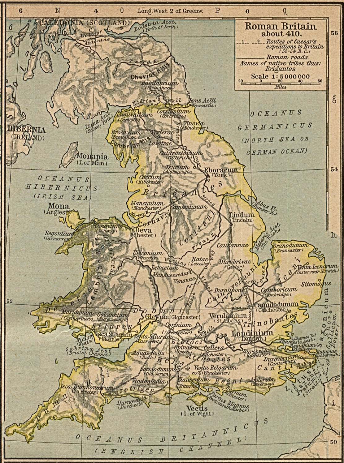 Map of Roman Britain around 410