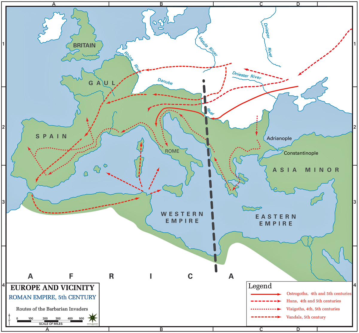 Map of the Roman Empire 5th Century