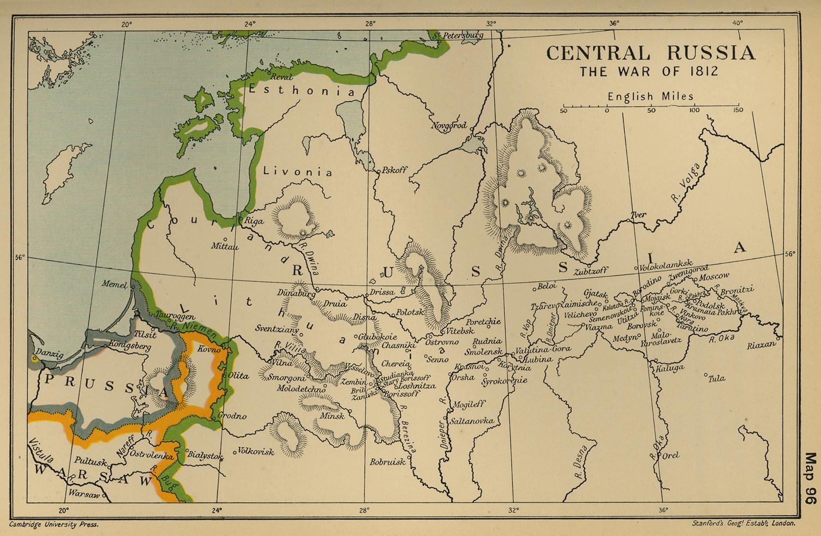 Map of Central Russia: The War of 1812
