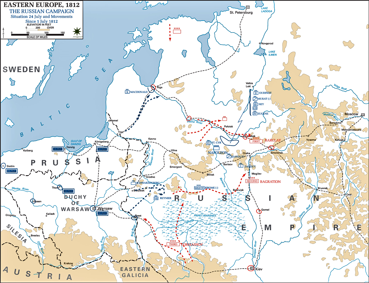 Map of the Russian Campaign 1812: July 24