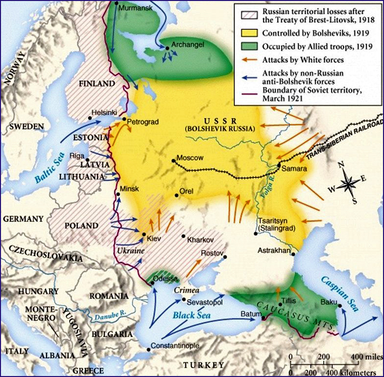 Map of the Russian Civil War 1917-1920