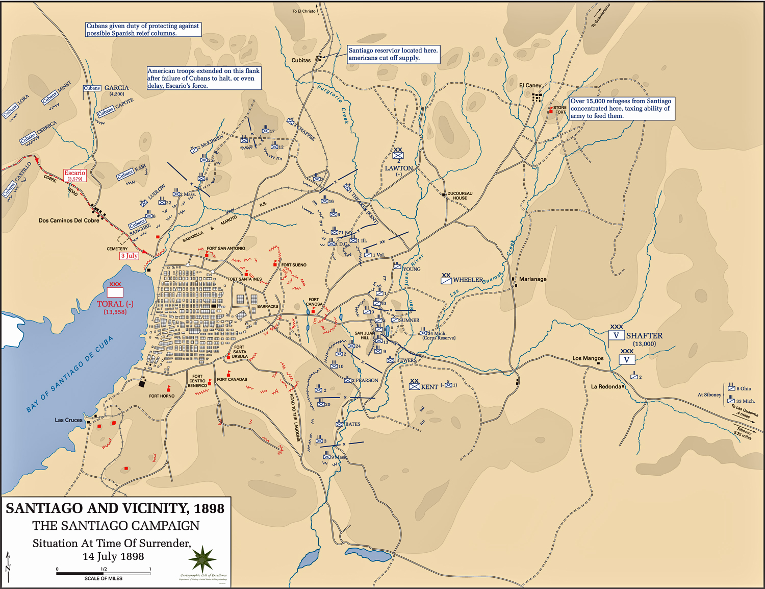 Map of the Santiago Campaign: July 14, 1898
