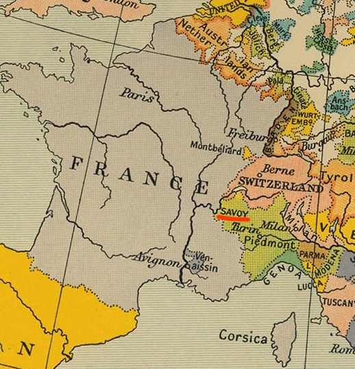 Map Location of Savoy (Savoie) 1792