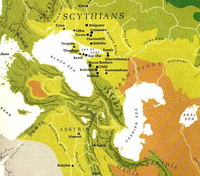 Map of the Scythian Empire, 4th century BC