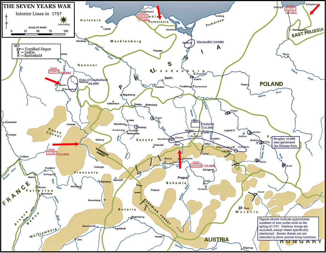 Map of the Seven Years War: Interior Lines 1757