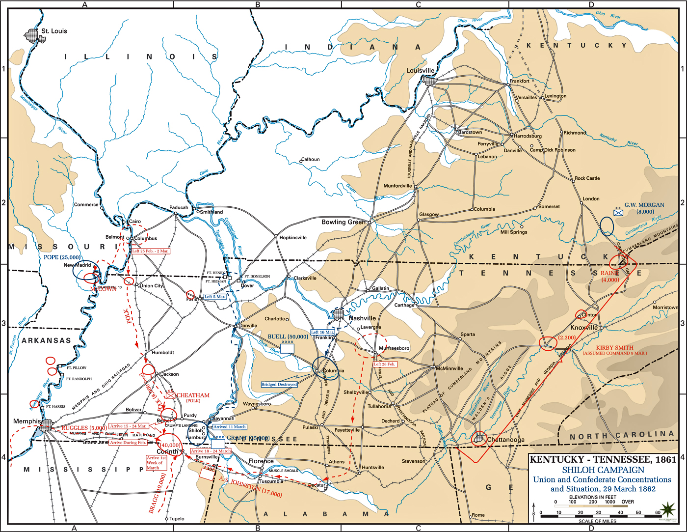 Map of the Shiloh Campaign: March 29, 1862