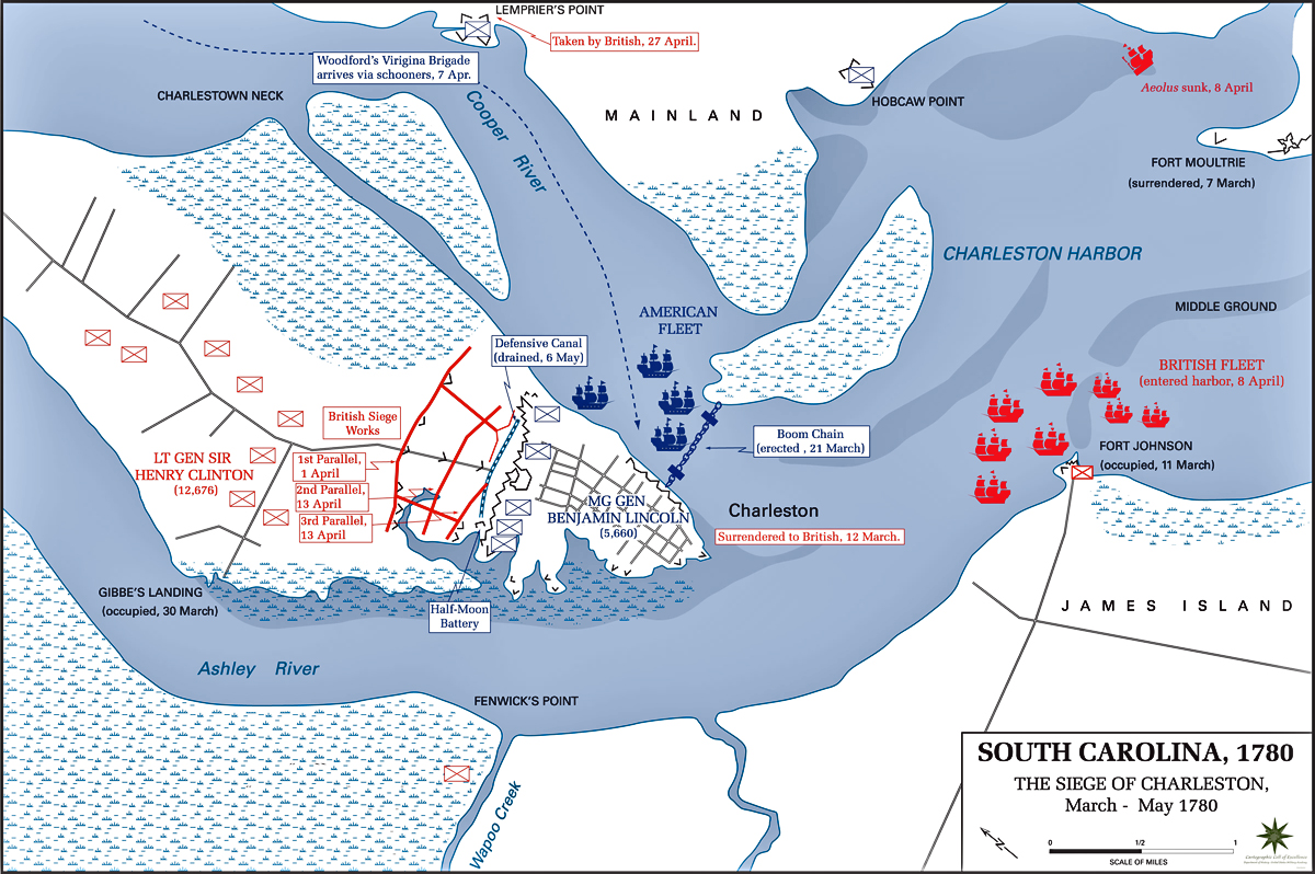 Map Of The Siege Of Charleston 1780