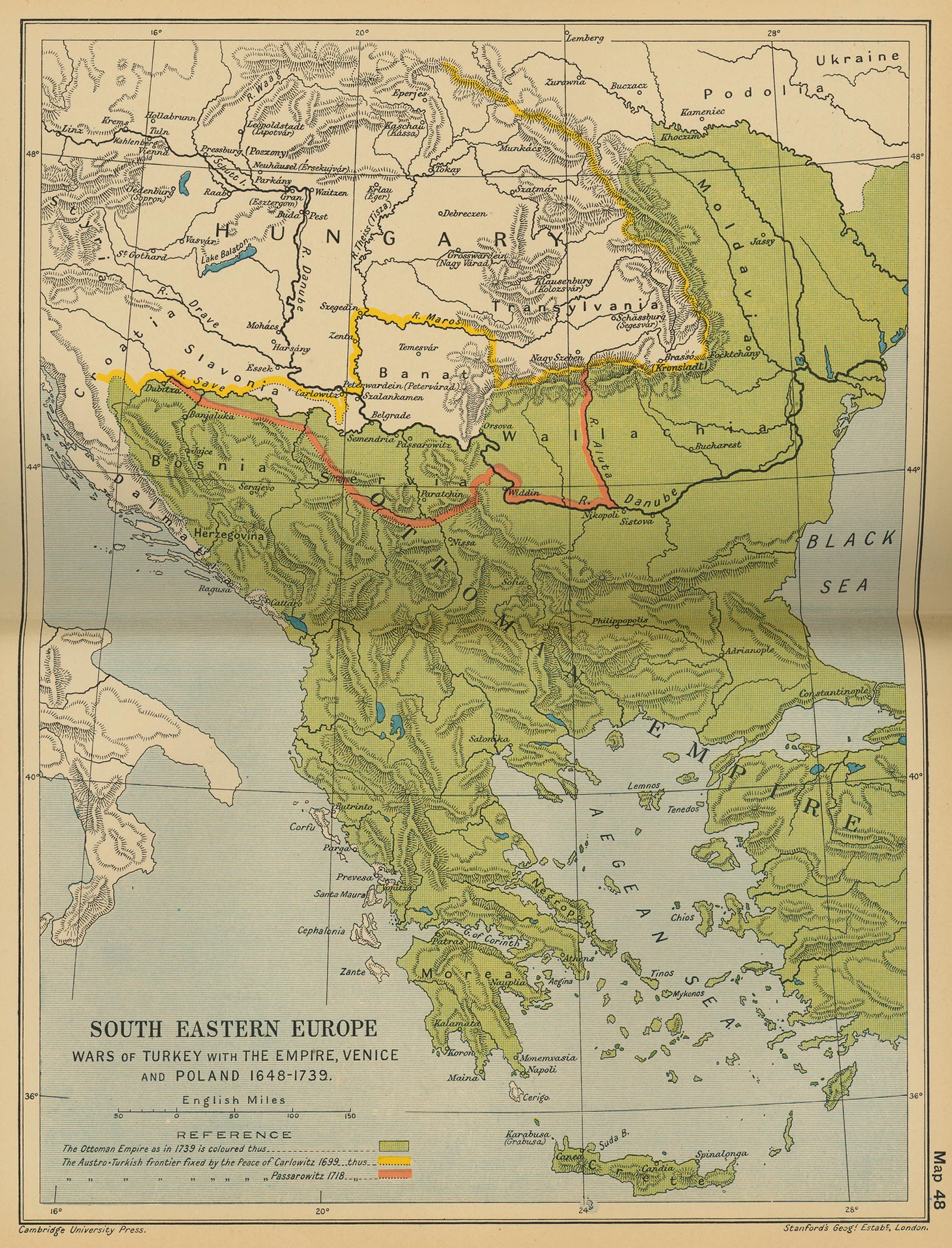 Map of South Eastern Europe 1648-1739