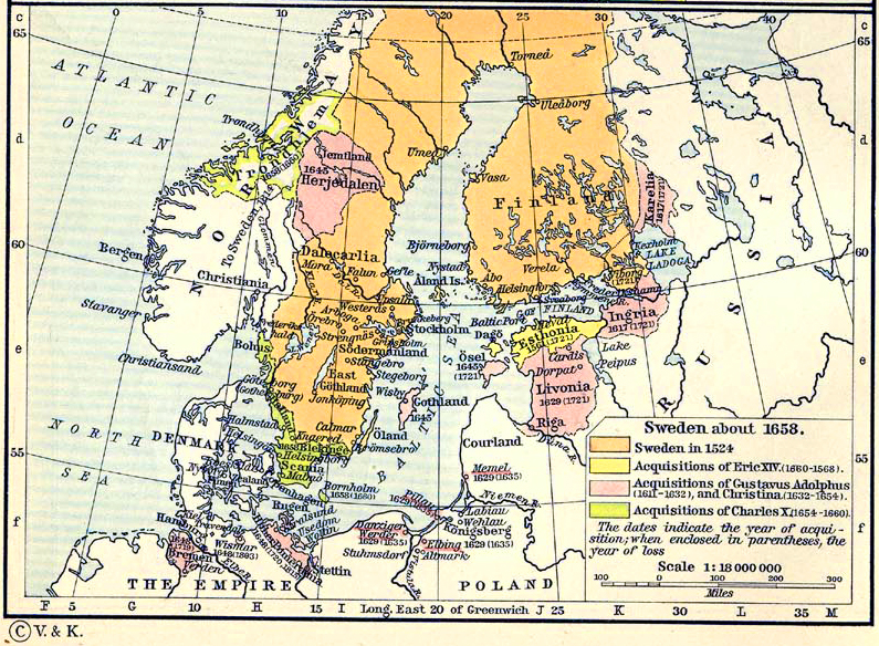 Map of Sweden 1524-1660