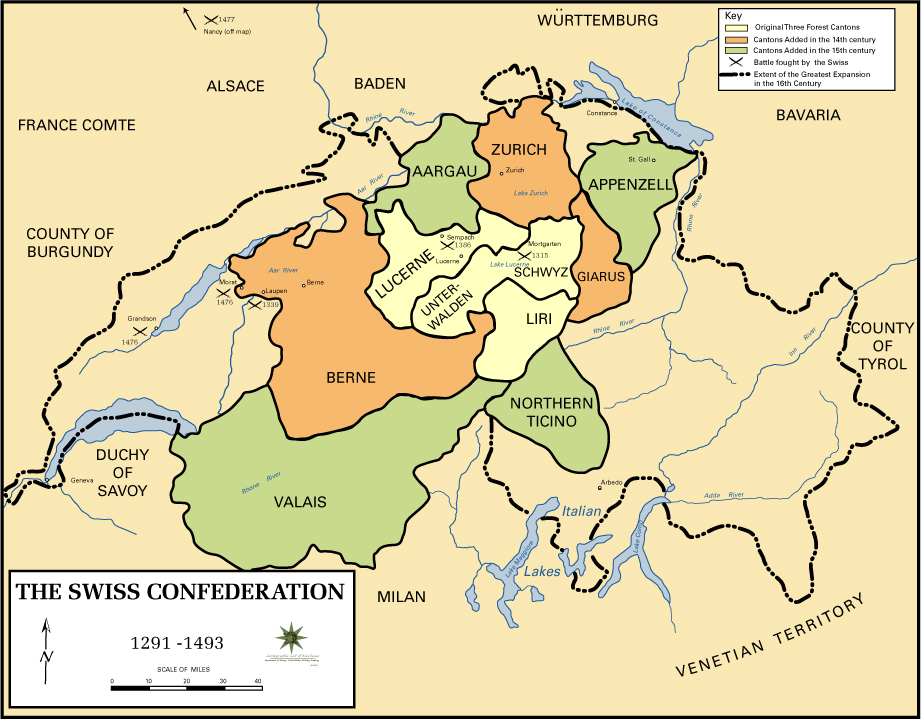 Map of the Swiss Confederation 1291