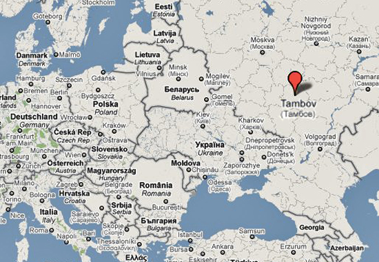 Map Location of Tambov - City and Region in Western Russia