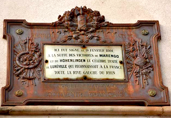 Plaque to Commemorate the Signing of the Treaty of Luneville
